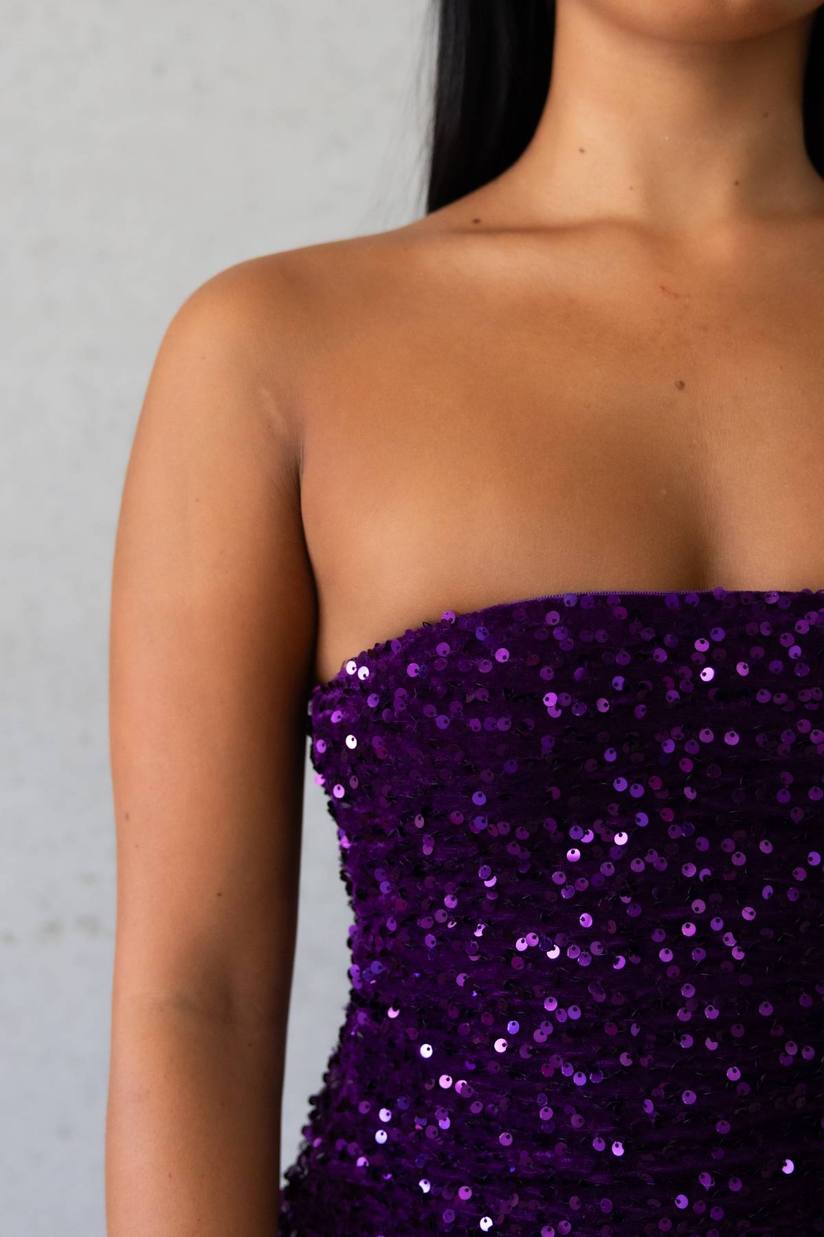 RUNAWAY THE LABEL- Sin City Midi Dress in Purple Sequin (AU 6)