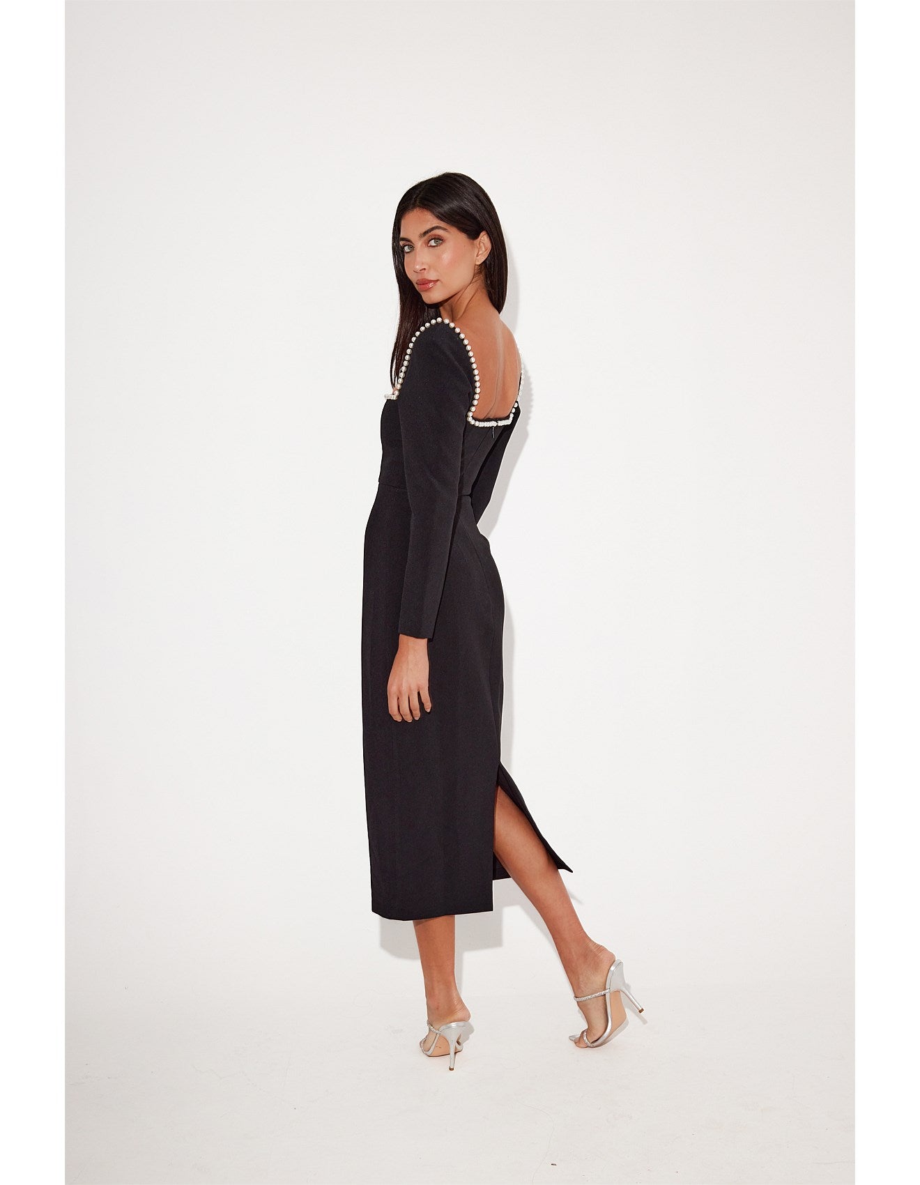 ODD MUSE - The Ultimate Muse Midi Pearl Dress in Black