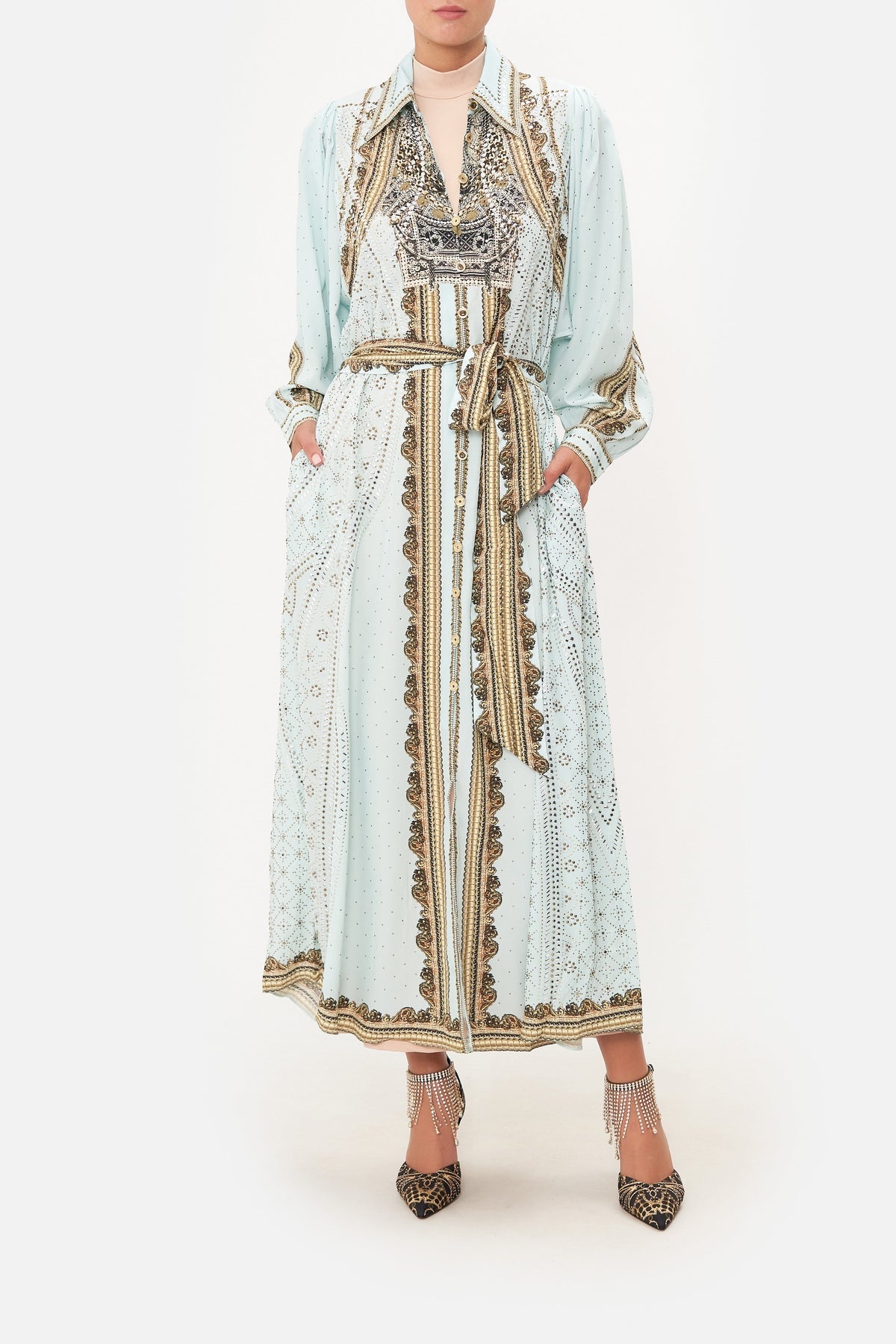 CAMILLA - Curved Collar Shirt Maxi Dress (S - AU 10)