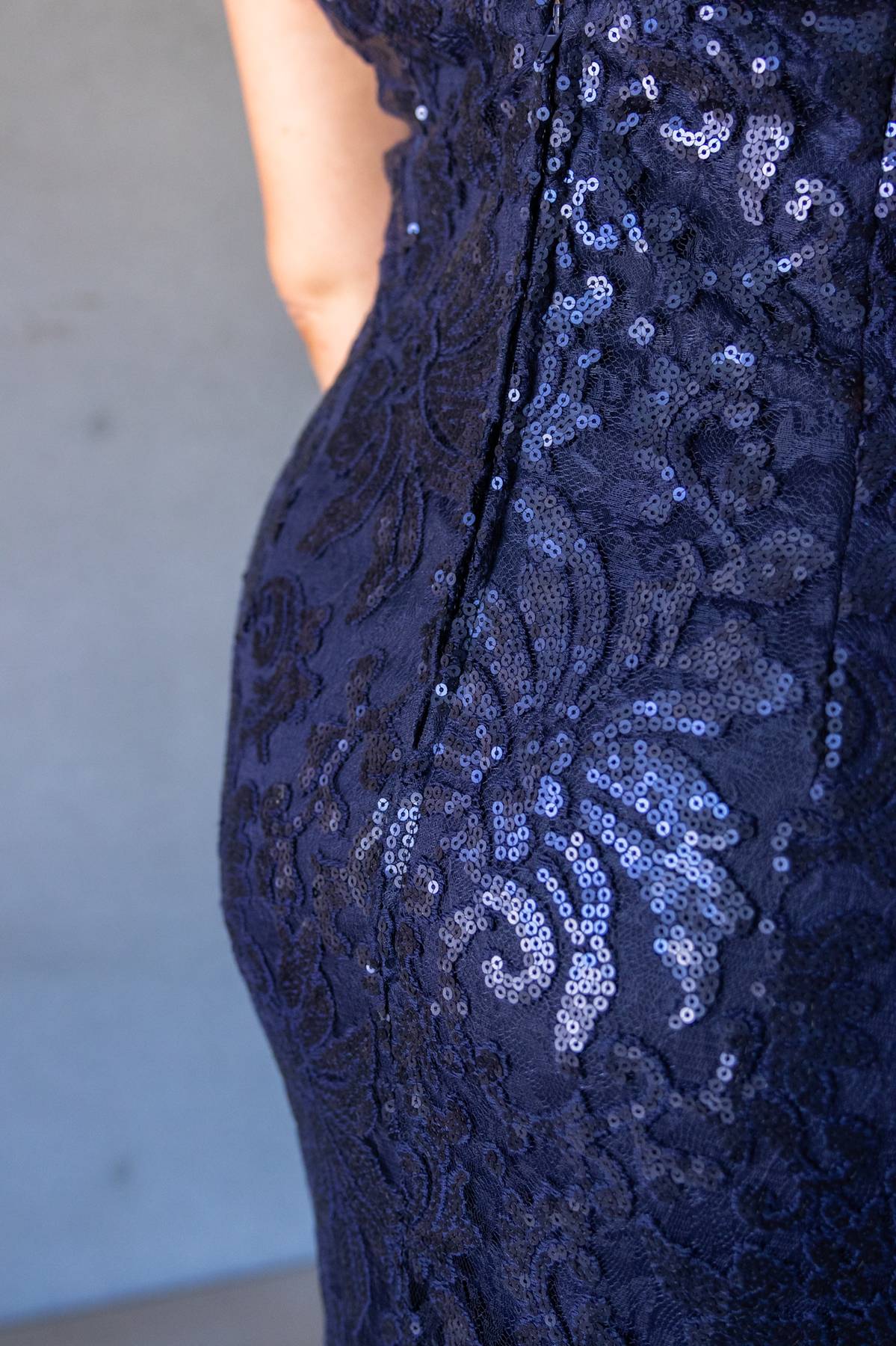 MONTIQUE - Navy Sequin Gown (AU 16)