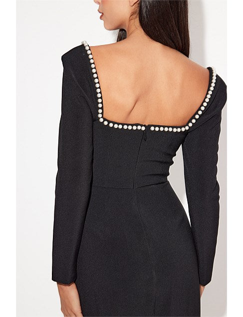 ODD MUSE - The Ultimate Muse Midi Pearl Dress in Black