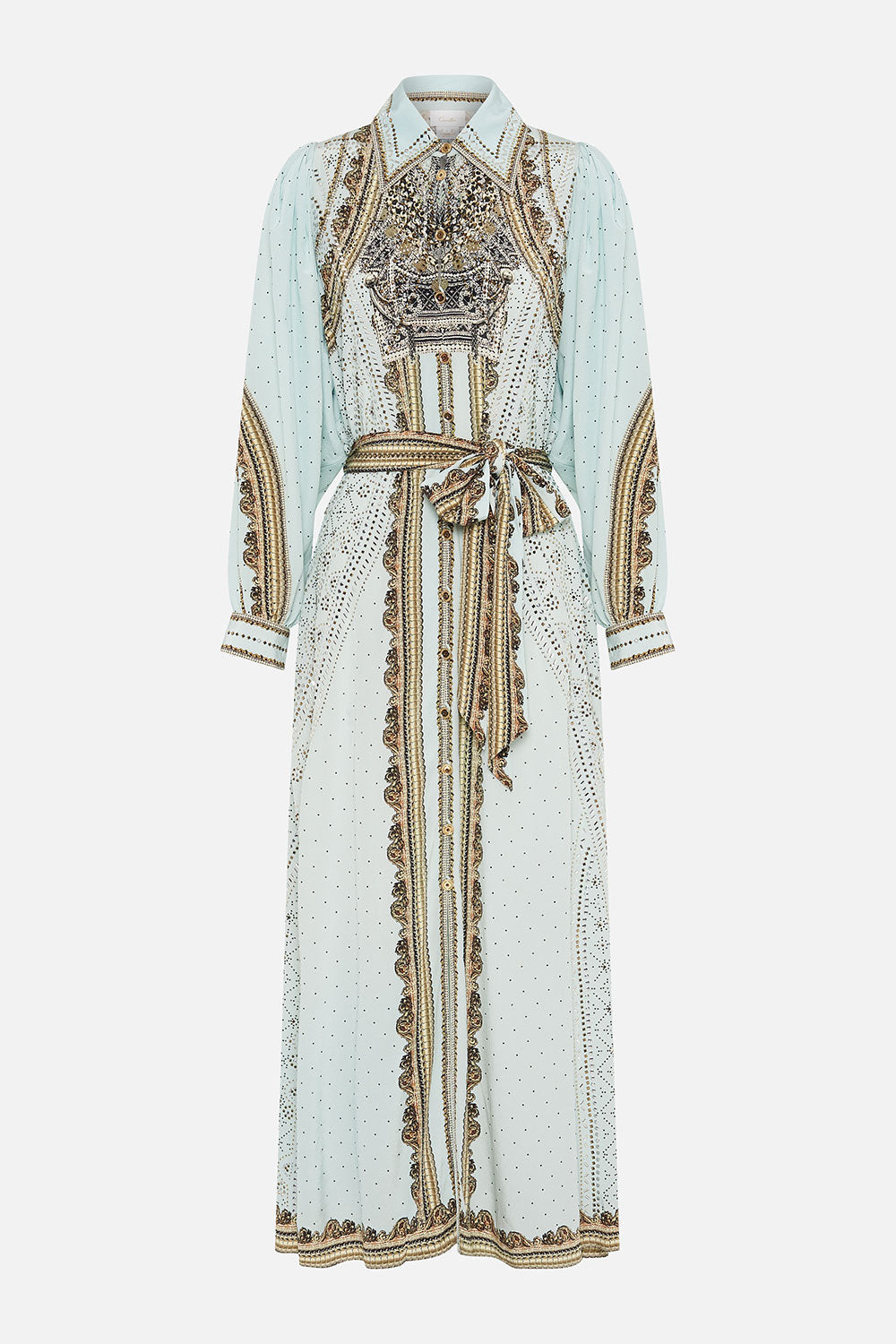 CAMILLA - Curved Collar Shirt Maxi Dress (S - AU 10)
