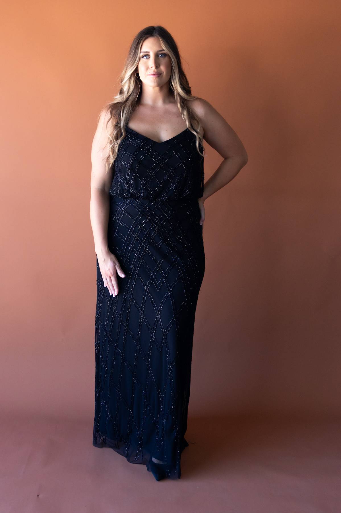 ADRIANNA PAPELL - Art Deco Maxi Dress (AU 16)