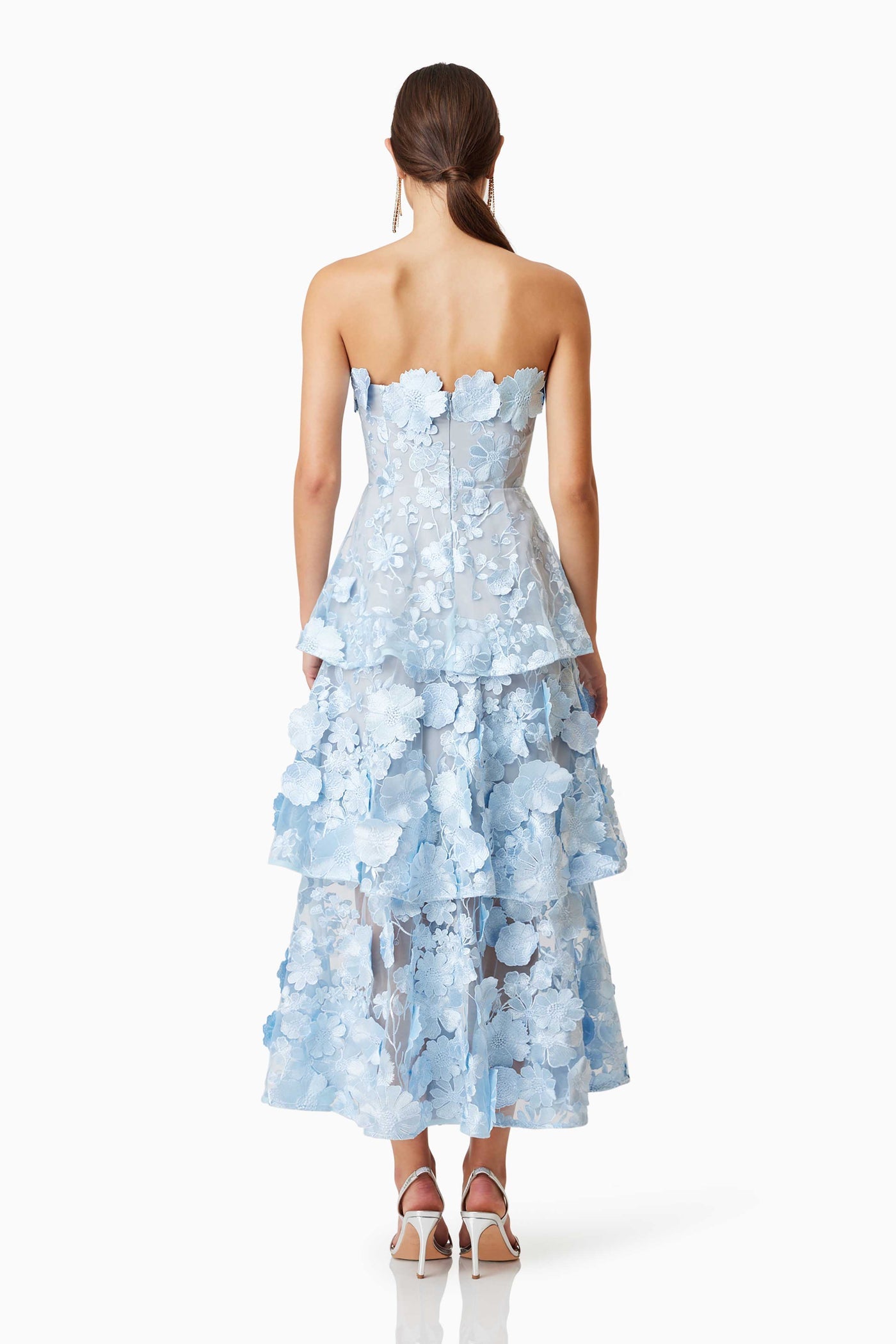ELLIATT- Selene Maxi Tiered 3D Dress in Blue (XXL)