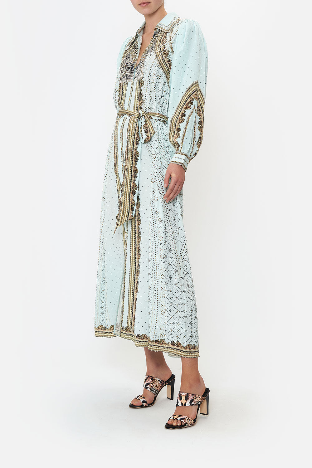 CAMILLA - Curved Collar Shirt Maxi Dress (S - AU 10)