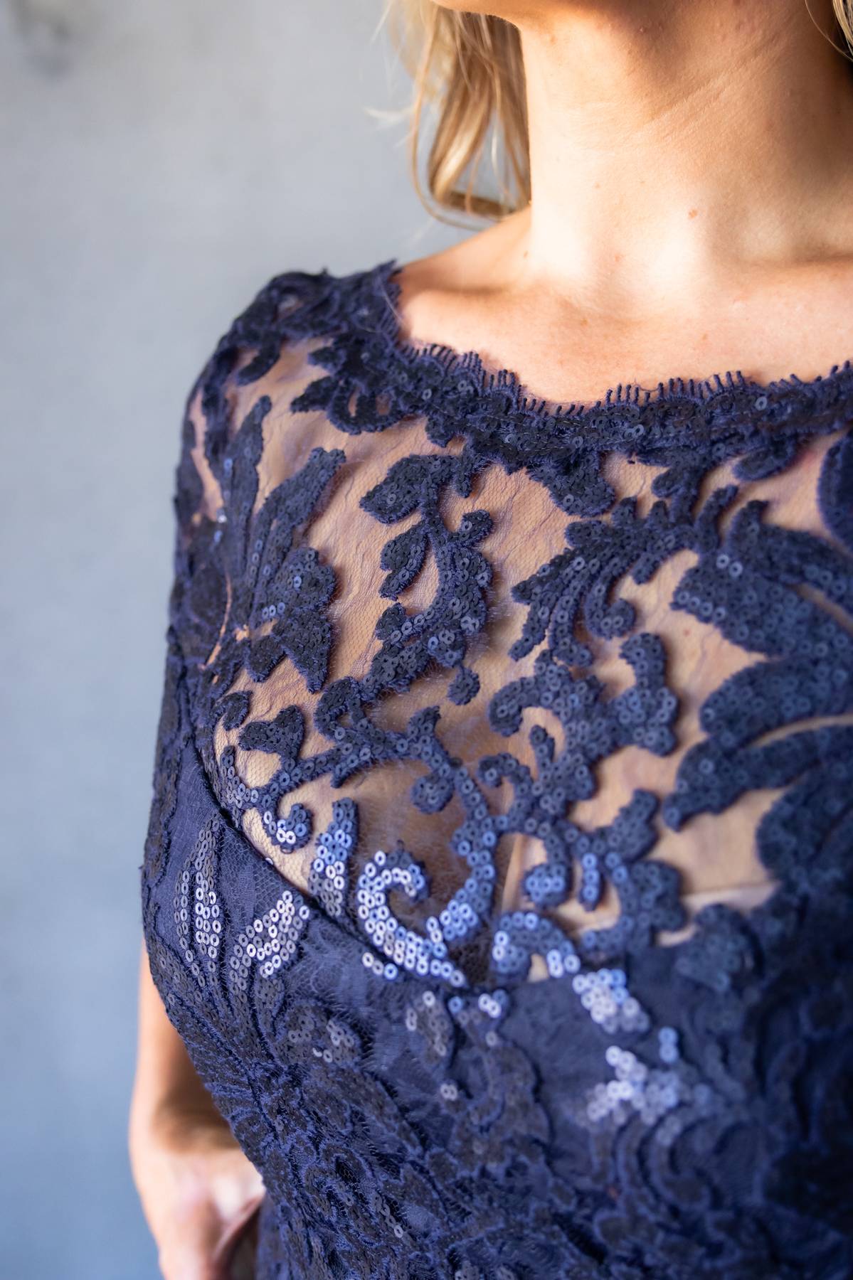 MONTIQUE - Navy Sequin Gown (AU 16)