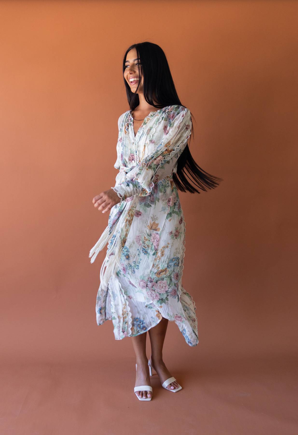 zimmermann wavelength midi dress Zimmermann Wavelength Scallop Frill Midi Dress in Teal Daphne