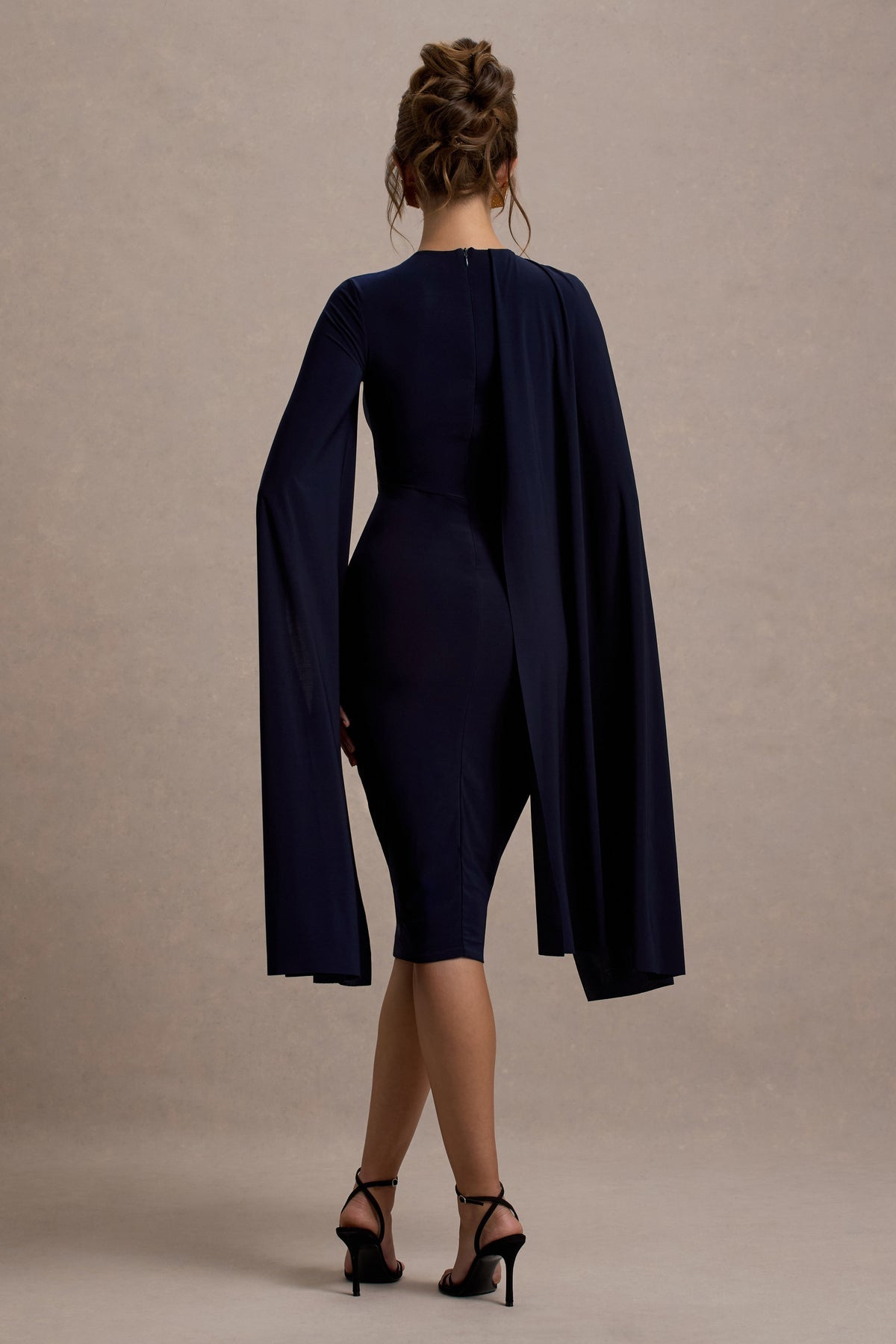 CLUB LONDON - Marysol Navy Cape midi dress (AU 16)