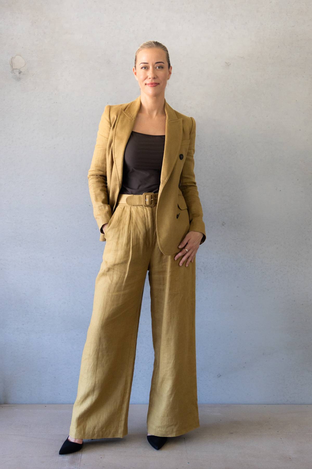 ZIMMERMANN SUIT - Mustard Linen Double Breasted Suit (AU 8/10)