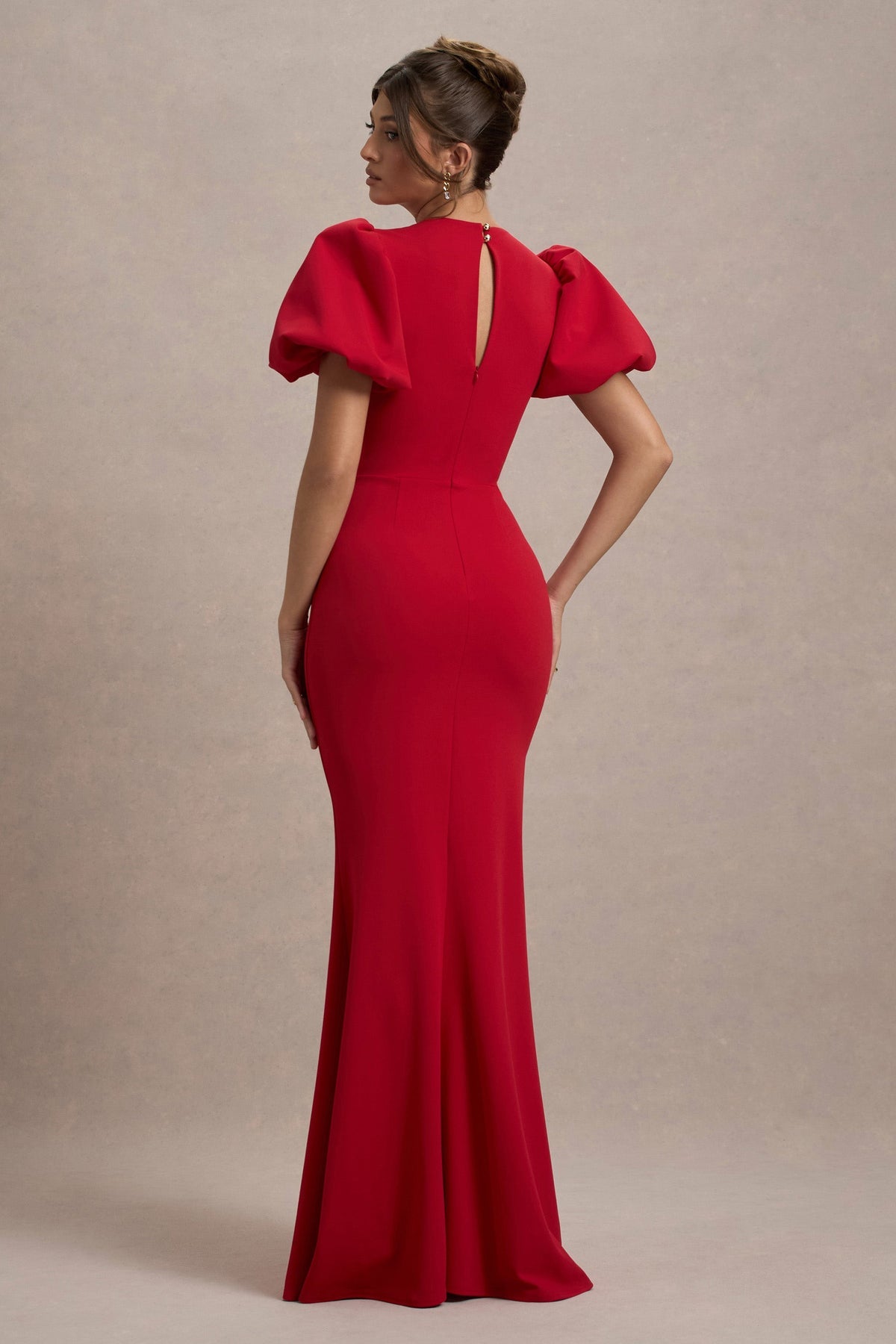 CLUB LONDON - Love Letters Red Puff Sleeve Maxi Dress (AU 18)