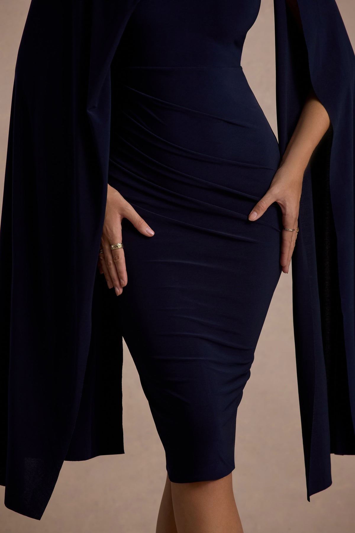 CLUB LONDON - Marysol Navy Cape midi dress (AU 16)