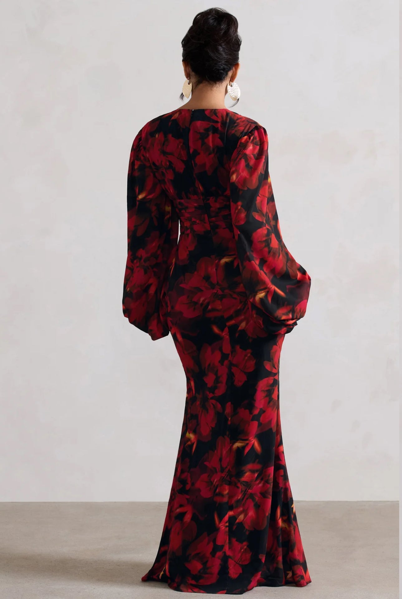 CLUB LONDON - Casarile V-neck, Balloon Sleeve Maxi Dress (AU 12)