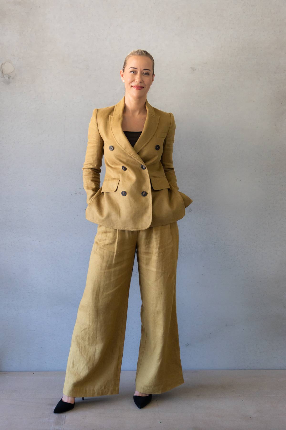 ZIMMERMANN SUIT - Mustard Linen Double Breasted Suit (AU 8/10)