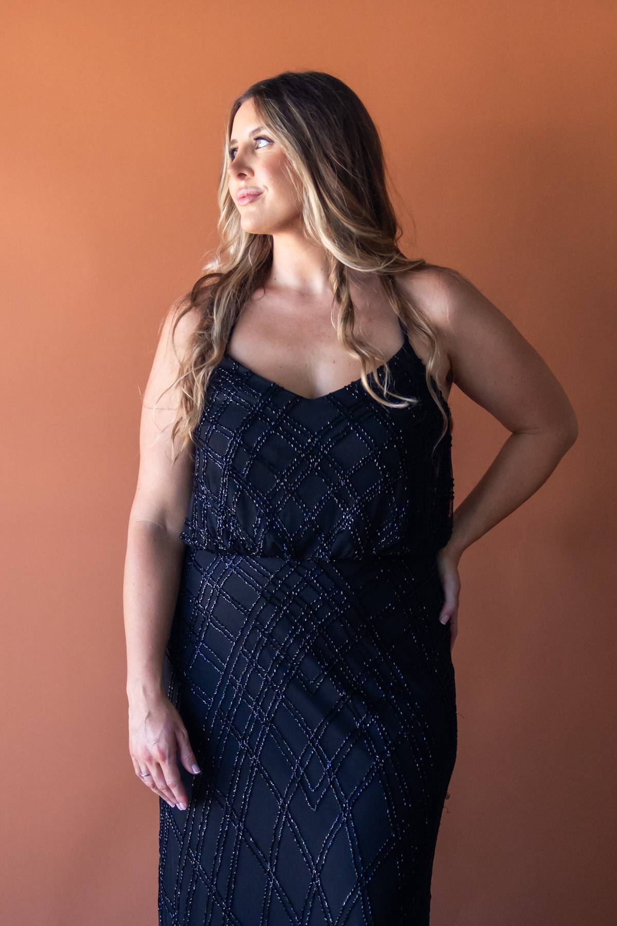 ADRIANNA PAPELL - Art Deco Maxi Dress (AU 16)