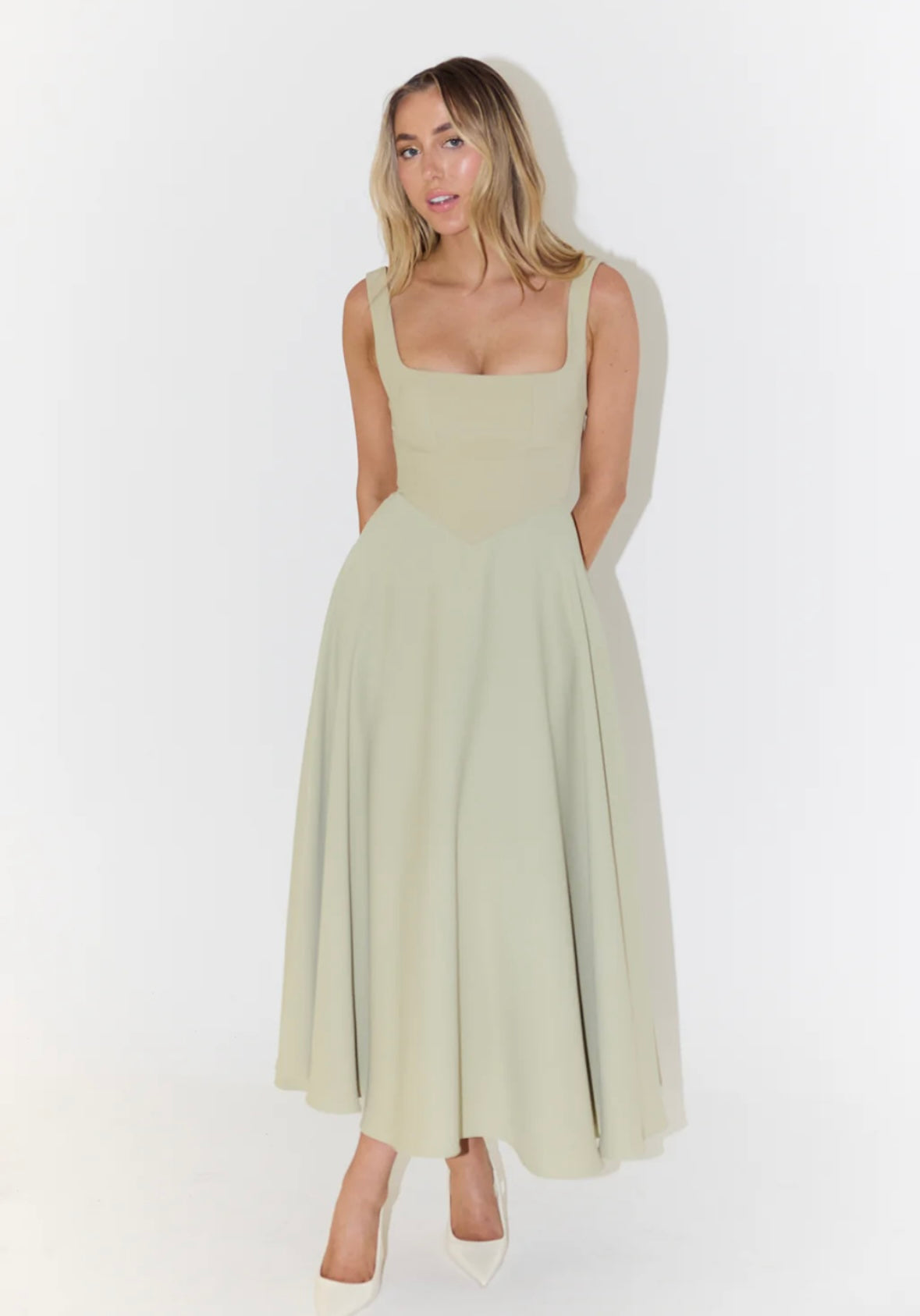 ODD MUSE - The Ultimate Muse High Waist Square Neck Midi in Sage