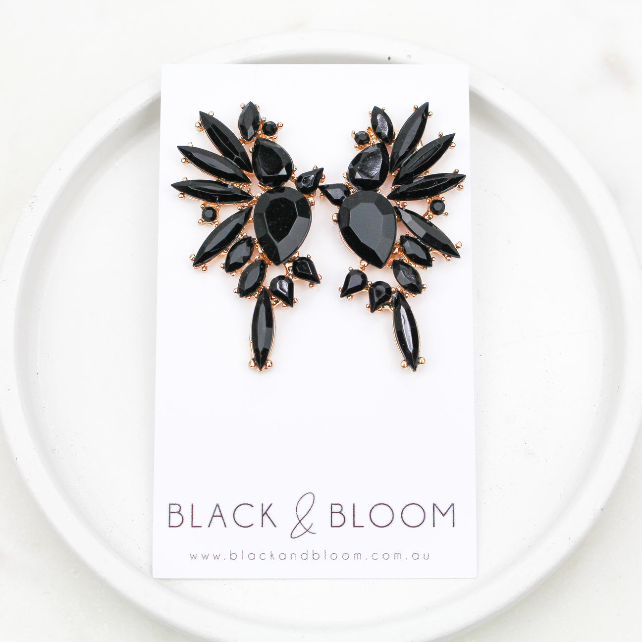 BLACK & BLOOM - Ramona Earrings in Noir - For Sale