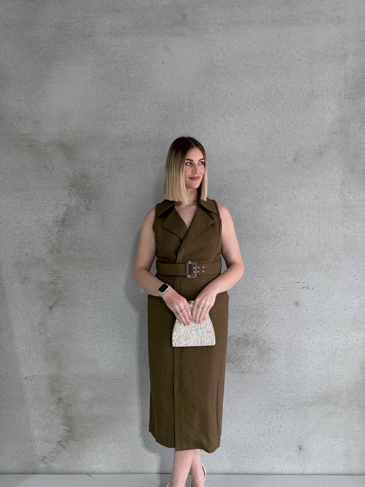 CUE - Linen Blend Tailored Midi (AU 12)
