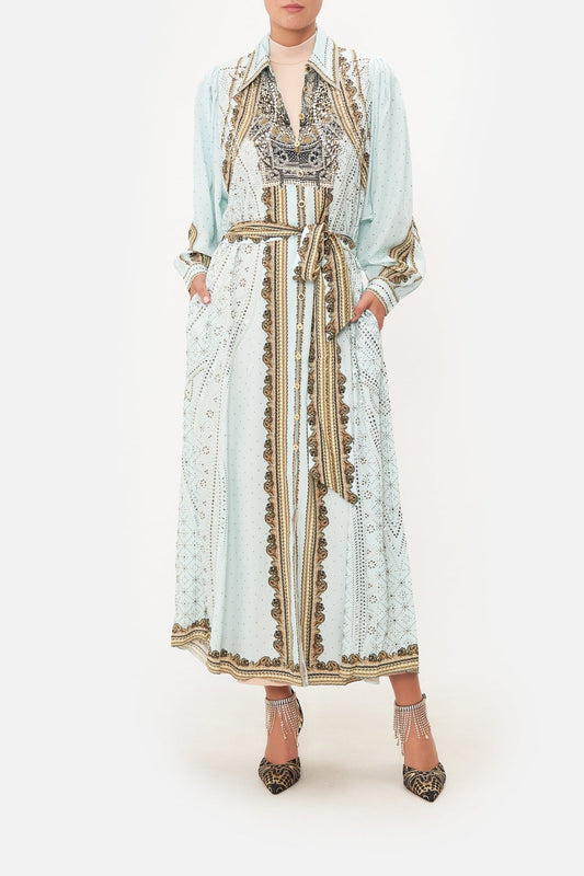 CAMILLA - Curved Collar Shirt Maxi Dress (S - AU 10)