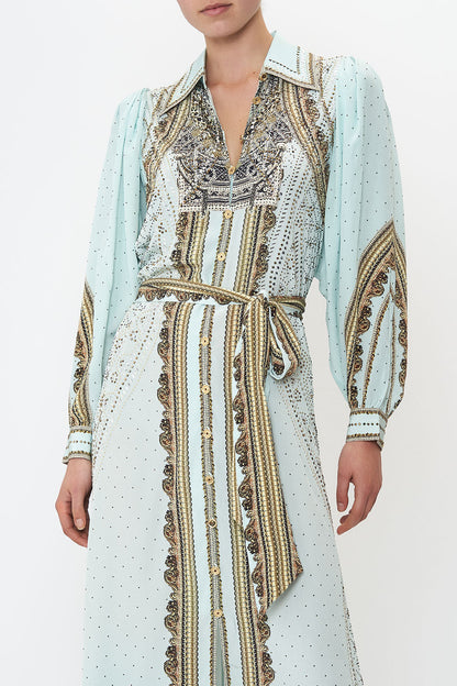 CAMILLA - Curved Collar Shirt Maxi Dress (S - AU 10)