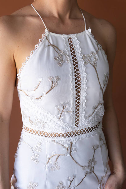 TWO SISTERS - White Lace Midi Dress (AU 10)