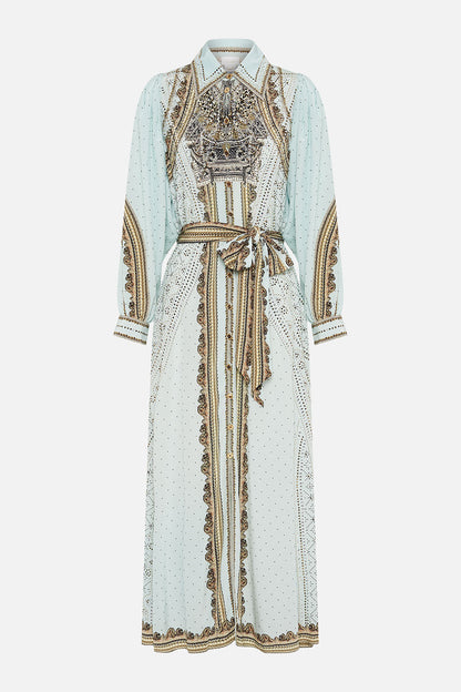 CAMILLA - Curved Collar Shirt Maxi Dress (S - AU 10)