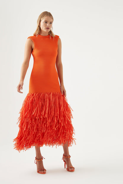 AJE - Rushes Raffia Knit Midi Dress (M)