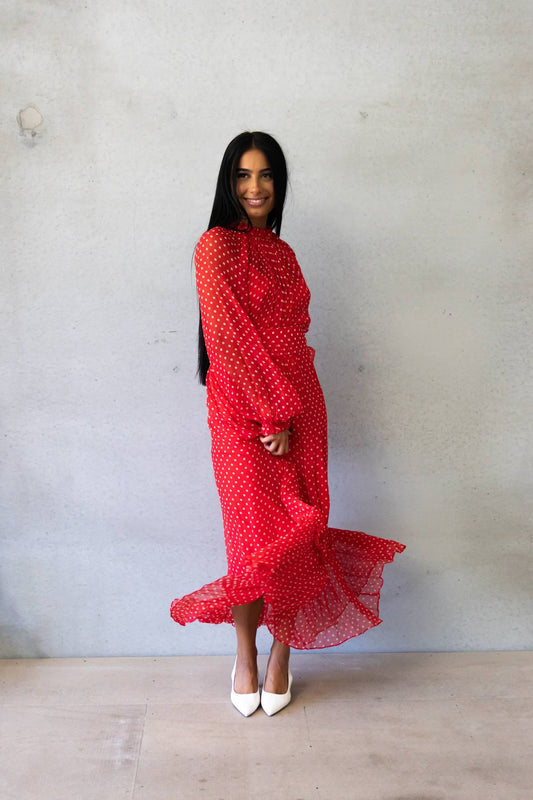 ZIMMERMANN - Ninety-Six Swing Red Polka Dot Dress (1)