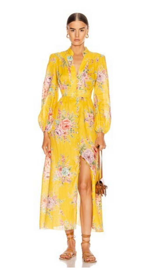 ZIMMERMANN - Zinnia Linen Floral Dress (AU 8/10)