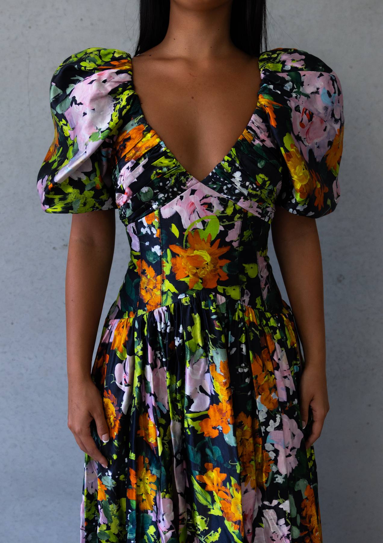 AJE - Gabrielle Plunge Midi Dress (AU 6)