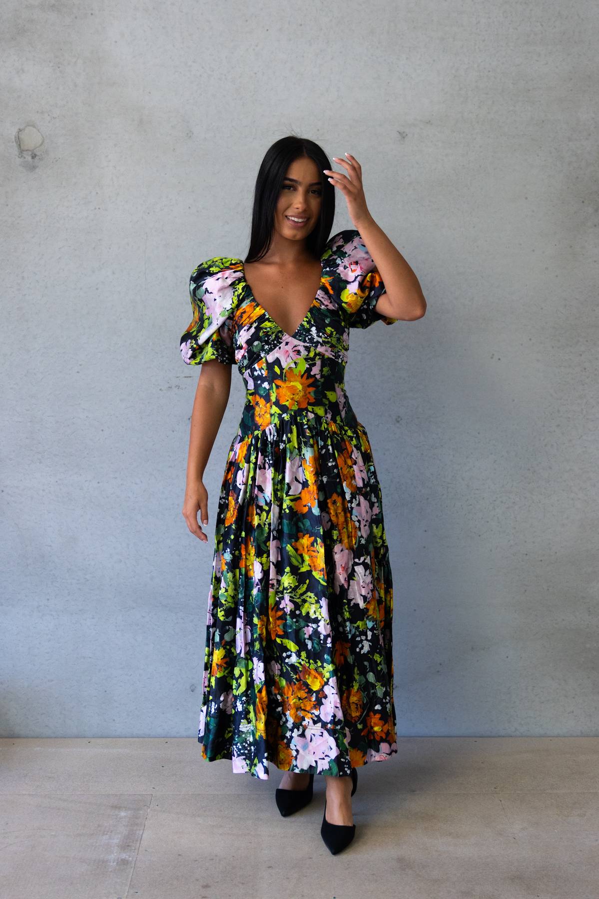 AJE - Gabrielle Plunge Midi Dress (AU 6)
