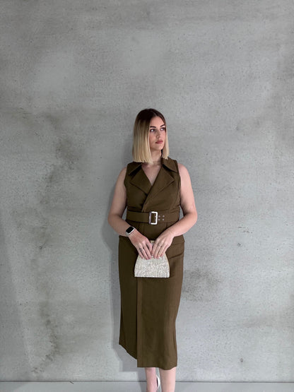 CUE - Linen Blend Tailored Midi (AU 12)
