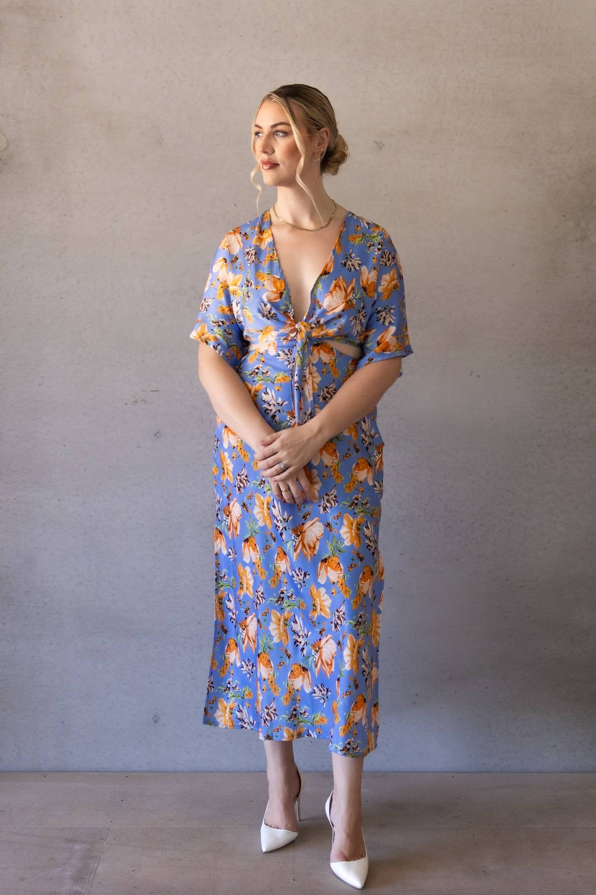 FOR SALE - HERE COMES THE SUN - Floral Midi dress (AU 10)