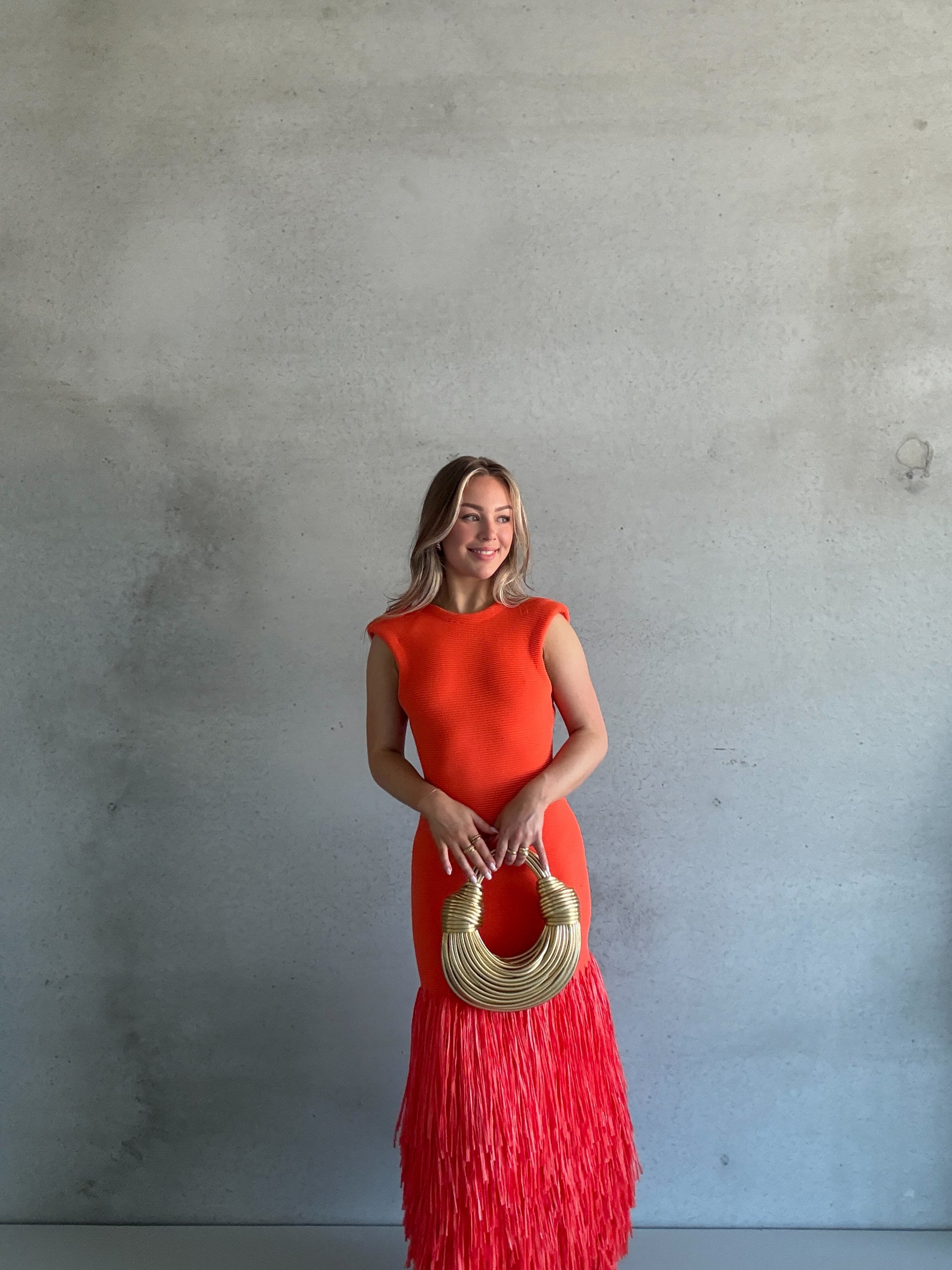 aje rushes fringe midi dress Aje. Exclusive Rushes Raffia-trimmed Knit Midi Dress in Black