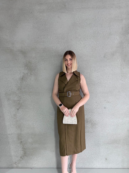 CUE - Linen Blend Tailored Midi (AU 12)