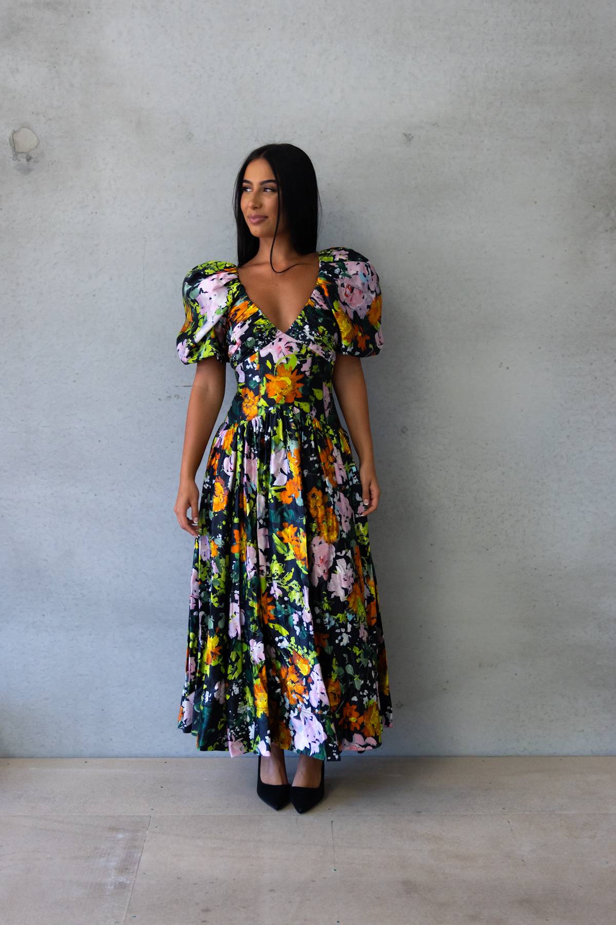 AJE - Gabrielle Plunge Midi Dress (AU 6)