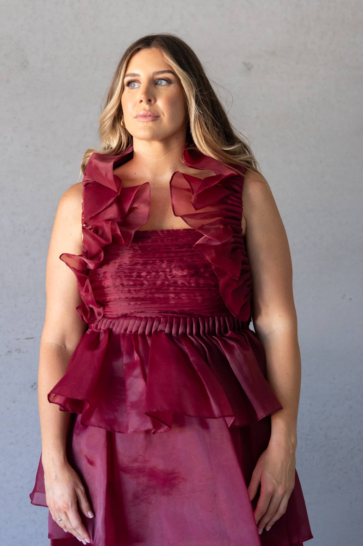 AJE - Asra Pleated Frill Midi Dress (AU 12)