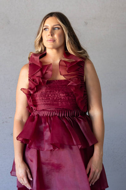 AJE - Asra Pleated Frill Midi Dress (AU 12)