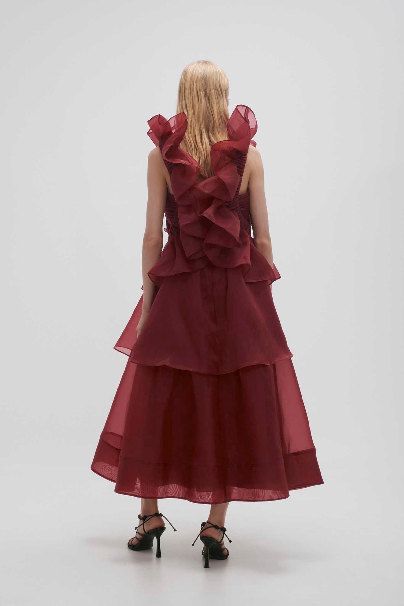 AJE - Asra Pleated Frill Midi Dress (AU 12)