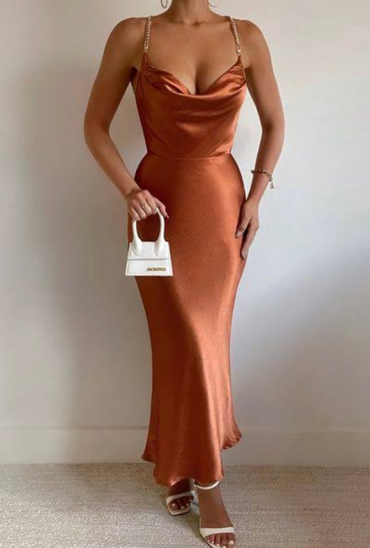 RUNAWAY THE LABEL - Bacari Slip Dress in Copper (L)