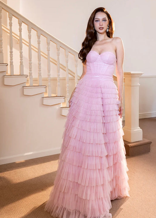Serenity Sweetheart Strapless Gown in Pink