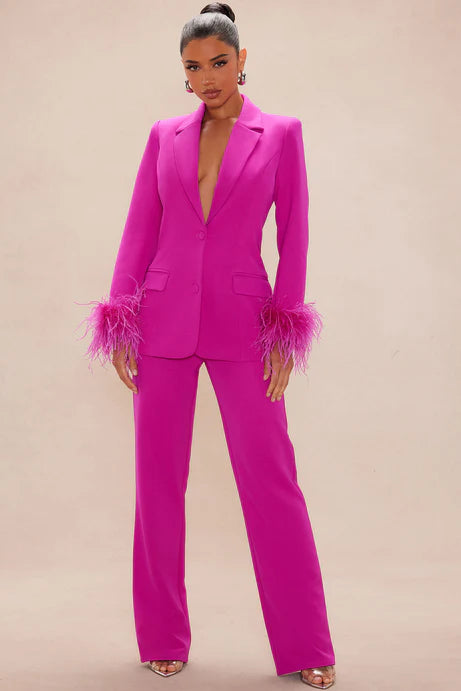 FASHION NOVA - Clarissa Feather Suit Set (M)