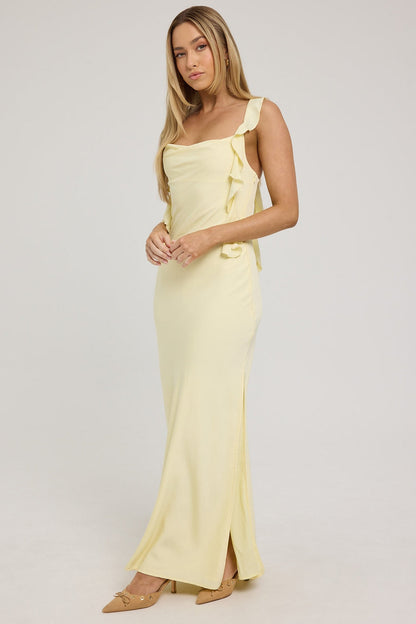 LUCK & TROUBLE - Slight Cowl Ruffle Maxi Dress (AU 10)