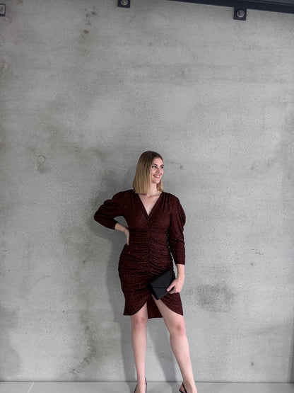 Beaded Evening Dress in Chocolate (Size 10-12)