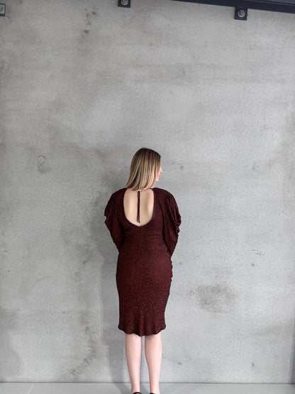 Beaded Evening Dress in Chocolate (Size 10-12)