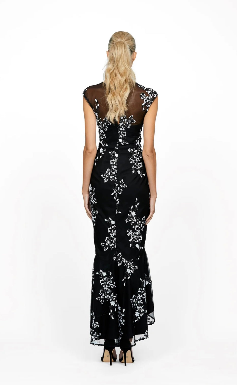 BARIANO - Dainty Sheer Panel Midi Dress (AU 16)