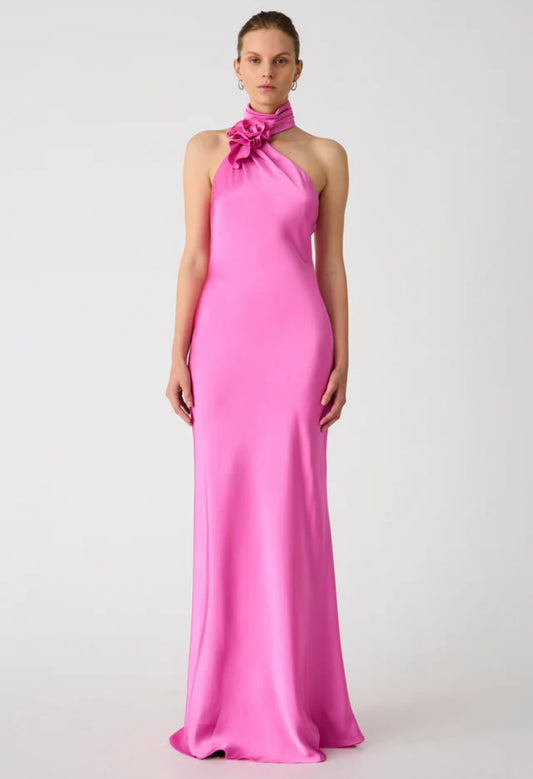 MISHA - Teresa Satin Gown in Rose