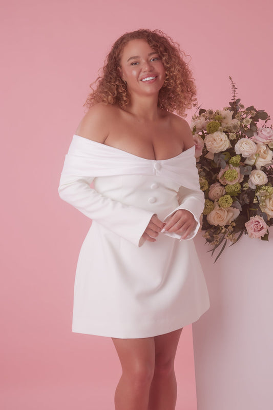 ODD MUSE - Mini Bow Dress in White