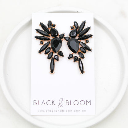 BLACK & BLOOM - Ramona Earrings in Noir - For Sale