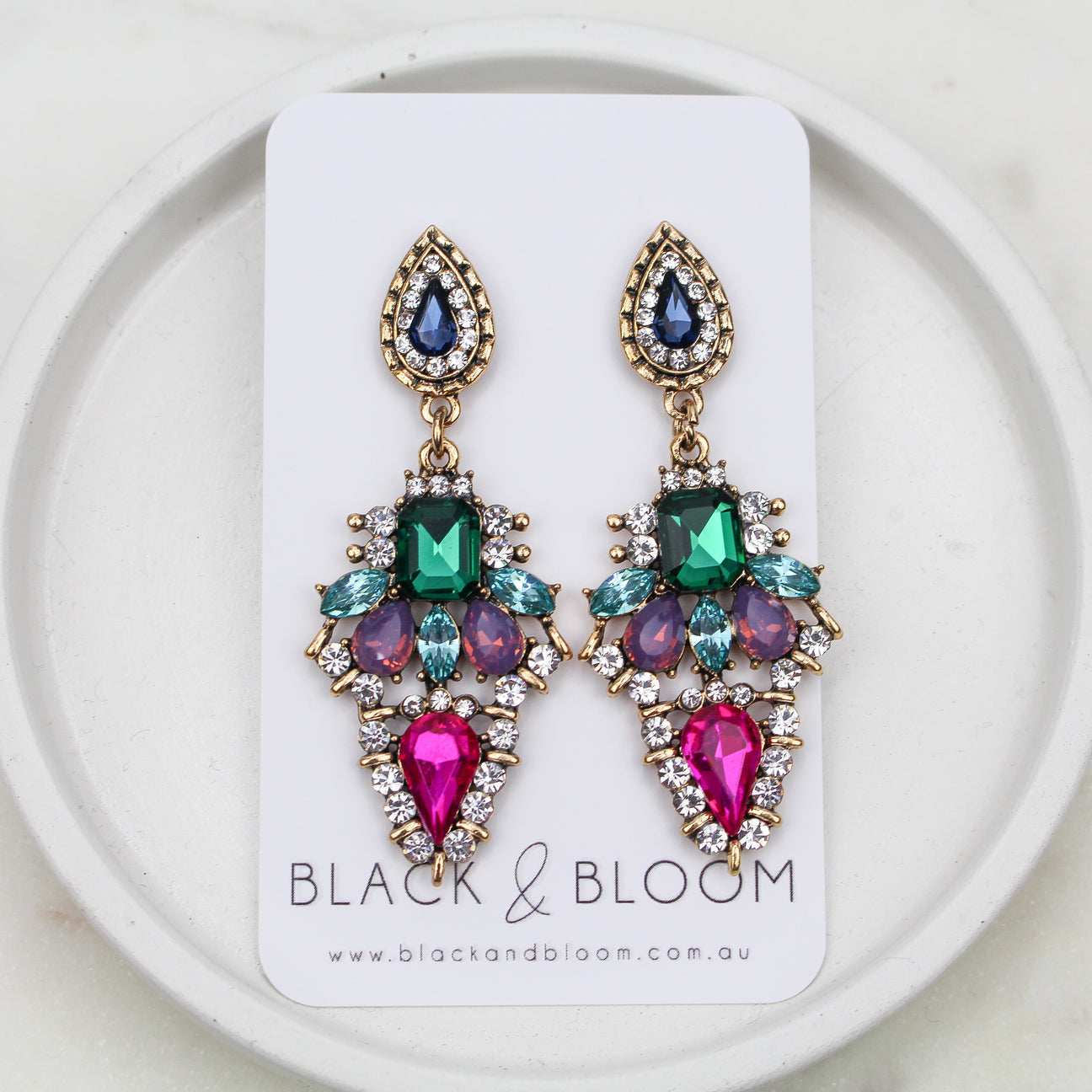 Sophia Earrings in Green - For Sale
