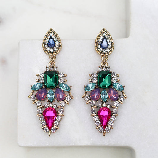 Sophia Earrings in Green - For Sale